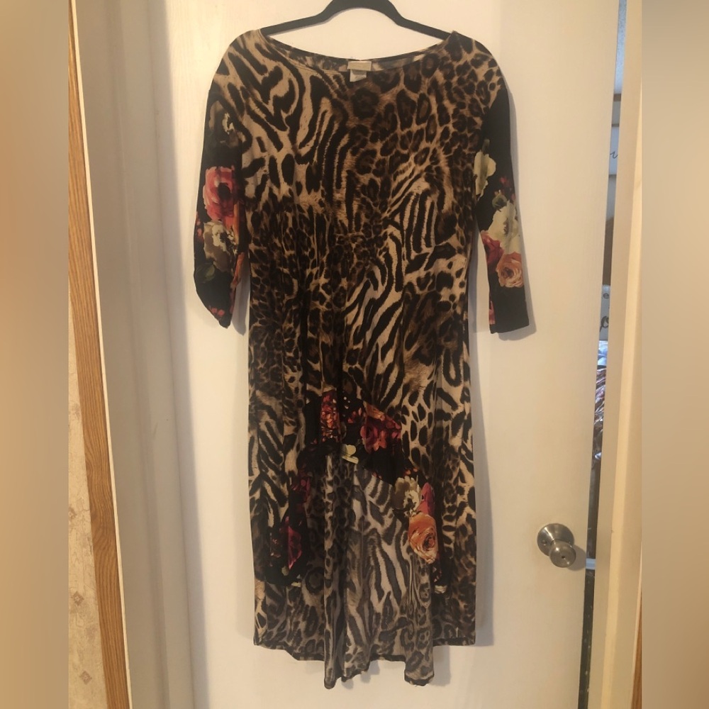 Zadie B’s hi low tunic floral leopard print top Large